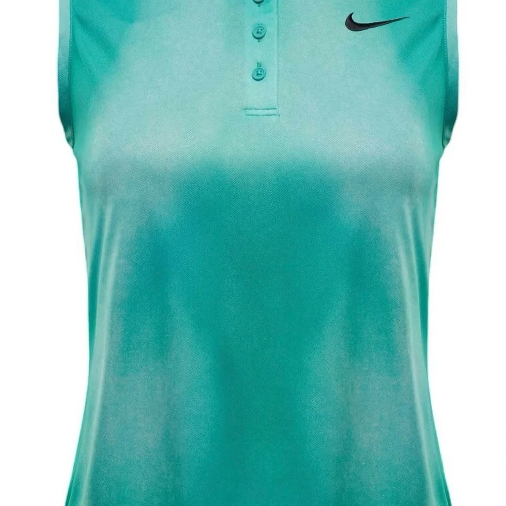 Women’s Nike Golf Green Sleeveless Dri-Fit Victory Printed Polo Shirt Medium NWT - Picture 4 of 5